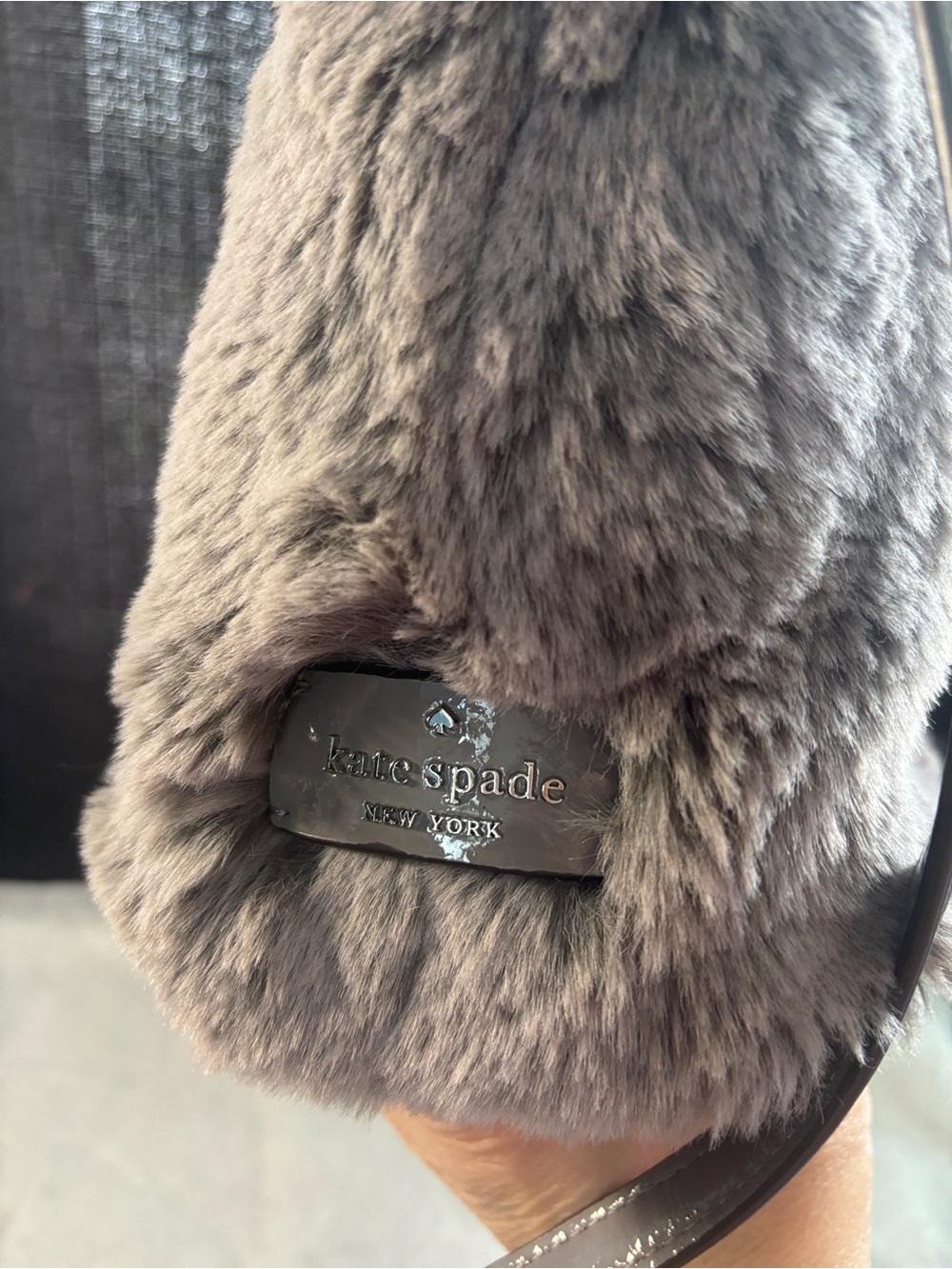 kate spade Gray  Fur Tote with Leather Handles - Picture 4 of 17